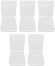 [TTOCAR] 5pcs Clear Small Plastic Container Box Mini Rectangular Dustproof Storage Box with Hinged Lid