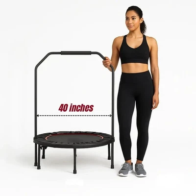 FitPax Stride 40" Foldable Mini Trampoline – Home Rebounder, Low Impact Fitness