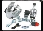 PREMIUM QUALITY BICYCLE GENERATOR BULLET LIGHT SET W/VISOR CHROME,HEAD LIGHT KIT