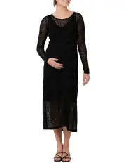 [Ripe] Leo Flocked Nursing Dress in Black