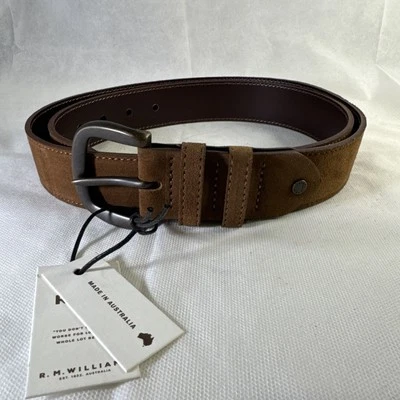Rm Williams Ryder Belt Brown Suede Size 42 New 1.5 Inches Wide