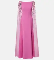 [Jenny Packham] Jenny Packham Bittersweet beaded caped gown AU 18 pink