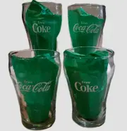 4 Coca Cola Bell Drinking Glasses 4" Tall Star Logo Mini Libby