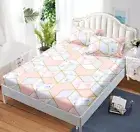 Pink Floral Soft Fitted Sheet Set Single Queen King Size Mattress Protectors