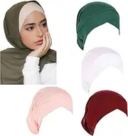 [Cntqiang] 4 Pieces Muslim Inner Hijab Cap for Women Cross Turban Underscarf Undercap Bonnet Islamic Jersey Tube Caps