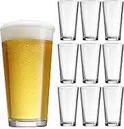 Drinking Glasses Set Of 10-17 OZ. Oversized Pint Beer Glasses, Highball Glass Cups, Juice, Cocktails, Wine, Iced Tea, Bar Glasses. Dishwasher Safe.
