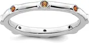 [Stackable Expressions] 925 Sterling Silver Bezel Polished Stackable Citrine Ring Size 7-Stackable-Ring for Women