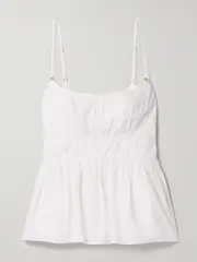 [Aje] Aje - Acapella Gathered Cotton-voile Peplum Top - White - UK 10 UK 10 White