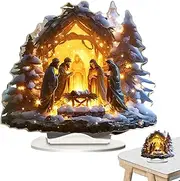 ccuzs Tabletop Nativity Scene, Manger Scene Christmas Ornament, Nativity Manger Scene Decoration, Snow House Nativity Set with Acrylic Manger, Snow House Design for Adding a Touch of Seasonal Warmth