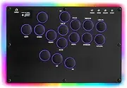 Zeetain MS1 Leverless Controller - Matte Black Panel Anti-Sweat Fighting Game Arcade Stick - 16-Key All-Button, Low-Profile Switches, RGB Turbo - PC/PS4/PS3/Switch/Steam