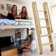 Bunk Ladder with Handrails, Safety Wood Loft Bed Twin Side Ladders for College Dorm, Heavy Duty Camper Bed Ladder for Kids, Adults, Universal (Size : 4-Step 125cm) (OneColor 5)