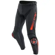 Super Speed Leather Pants Black Red Fluo