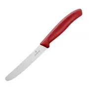 Victorinox Tomato & Sausage Round Tip Wavy Edge Knife Stainless Steel 11cm - Red