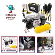 Portable Air Compressor Tire Inflator with Tire Repair Kit - 12V DC Air Pump ...
