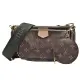 【Louis Vuitton 路易威登】M44813 Multi Pochette經典帆布牛皮飾邊提花肩帶混合式手拿/肩背包(綠)