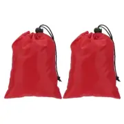 2Pcs 8"x6" Polyester Laundry Bag Travel with Drawstring Closure, Red