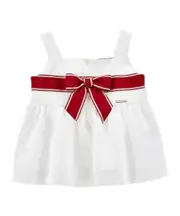 Monnalisa Square Neck Top with Front Bow 8Y,6Y,10Y White