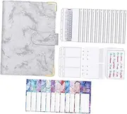 jojofuny 1 Set Budget Binder with Cash Envelopes and Budget Stickers Removable Loose Leaf Notepad for Money Saving Lightweight PU Organizer for Home Office and Travel