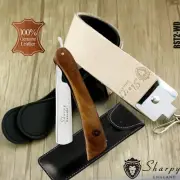 VINTAGE BARBER SALON STRAIGHT CUT THROAT GENUINE LEATHER SHARPENING RAZOR STROP