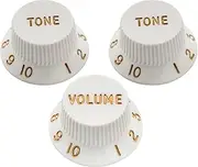 [Musiclily] Ultra Universal Fitting Strat Knobs 1 Volume 2 Tone Control Knobs Set for Fender Stratocaster ST Style Electric Guitar, White (Set of 3)