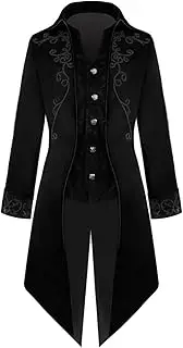 [YUAKOU] Men's Steampunk Vintage Tailcoat Jacket Gothic Victorian Frock Coat Uniform Halloween Costume