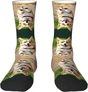 [EdWal] Soft Cute Corgi print Moisture Wicking Socks Sports Socks for Men and Women Warm thermal Boot Hiking Socks