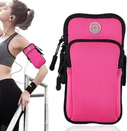 AiScrofa Sports Armband, Running Gym Universal Smartphone Arm Bag with Earphone Hole Multifunctional Pockets for iPhone 13/12/12 pro max/7/8/7 Plus/8 Plus/xs/xr/xs (Purple) (Rose Red)