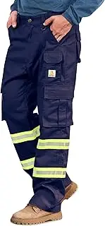 [BOCOMAL] FR Pants High Visibility Cargo Pockets Flame Resistant Hi-Vis Workwear Water & Oil Repellent Finish