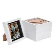 5x 6 x 6 3D Box Frame Photo Picture Deep Display Shadow 4 x 4 Mount White/Black