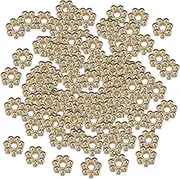 Vaveren 100pcs 6mm Spacers Beads Jewelry Spacer Bead Flower Spacer Bead Spacer Charms for DIY Bracelet Jewelry Making Supplies, KC Gold