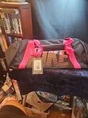 Vintage 80s Retro Nike Duffel Gym Bag Black Pink Orange NWT