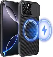 Jarttarn Compatible with iPhone 16 Pro Max 2024 Case with Slide Camera, Slim Light & Anti-Slip & Drop Protection Case, Shockproof Magnetic Phone Case for iPhone 16 Pro Max (Black)