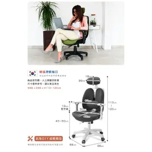 【DonQuiXoTe】韓國原裝Grandeur_white雙背透氣坐墊人體工學椅灰(人體工學椅)