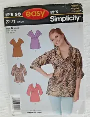 Simplicity Pattern 2221 Misses' Pullover Top Sewing Craft Project (H)