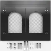 TOCRETOARE Fireplace Door, Fire Places Doors with Screen and Glass Decor Iron Mesh Guard and Magnetic Panels Fits Masonry Fireplaces Size 28in to 36in W x 23in to 28in H