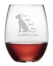 Susquehanna Glass Dog Years Set of Four 21oz Stemless Wine Glasses