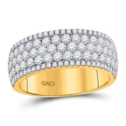 14k Yellow Gold Round Diamond Pave Fashion Band Ring 2 Cttw