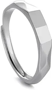 [Generic] Promise Rings for Couples - Silver Light Sculpted Matching Couple Jewelry for Engagement Wedding - Meaningful Elegant Design