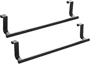 Over Door Towel Rail 2PCS Tea Towel Holder for Kitchen Over Cabinet Towel Bar Stainless Steel (Matte Black)