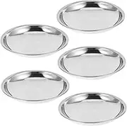 UTHCLO 5 Stainless Steel Dishes Round Plate Metal Sauce Bowl Snack Tray for Dipping