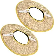 CAXUSD 2pcs Hard Hat Straw Sun Shade with Wide Brim Durable Cooling Cap for Construction Workers Ventilated Easy to Install Sun Visor Random Color