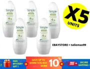 Simple Soothing Aanti-Perspirant 45ml Roll-On Deodorant for Sensitive Skin X 5