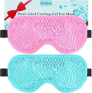 BeeVines Gel Eye Mask, 2 Pcs Cooling Ice Masks for Puffy Eyes Face for Men & Women, Cold Sleeping Compress Pack for Post Surgery, Puffiness, Allergies, Sinuses & Migraines(Pink & Blue)