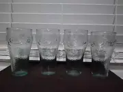Vintage Coca-Cola Pebble Texture Green Drinking Glasses - Set of 4