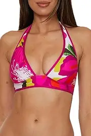 [Trina Turk] Women's Bloom Reversible Bikini Top, Floral Print, Adjustable, Tie Back, Swimwear Separates