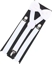 [kowaku] Men Suspenders with Bow Tie Set Pants Suspender Clothing Accessories Comfortable Y Back Braces Shoulder Straps for Halloween