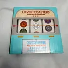 LIFVER Coasters Set of 6 of Absorbent Stone with Holder, NEW in Box