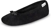 [isotoner] Women's Diamond Microterry Gemma Ballerina Slippers-Suede Sole with Memory Foam Comfort, Machine Washable