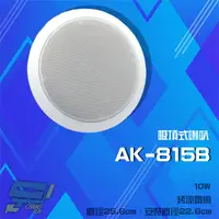 在飛比找PChome24h購物優惠-AK-815B 10W 崁頂烤漆鐵網喇叭 吸頂式喇叭