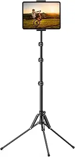 Lamicall Tablet Floor Tripod Stand - i Pad Holder Mount with Adjustable Height for Stream/Watching, for iPad Pro 12.9, Mini, Air, iPhone and 4.7-13" Tablet and Cellphone - Black